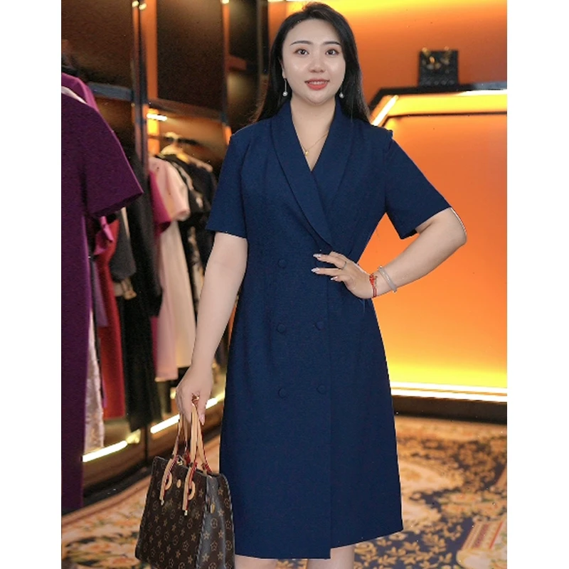 蔓缇蜜丝大码女装胖MM大码遮肉显瘦减龄连衣裙2025夏装高级感职业