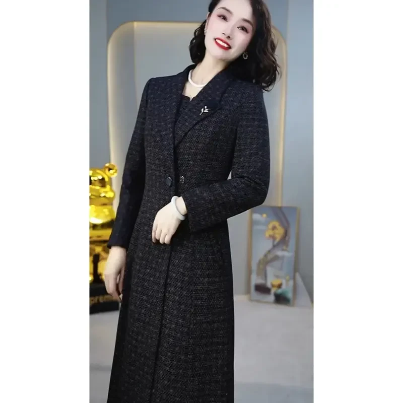 秋冬修身西装时尚套装女装气质连衣裙长袖法式收腰高贵妈妈装套装
