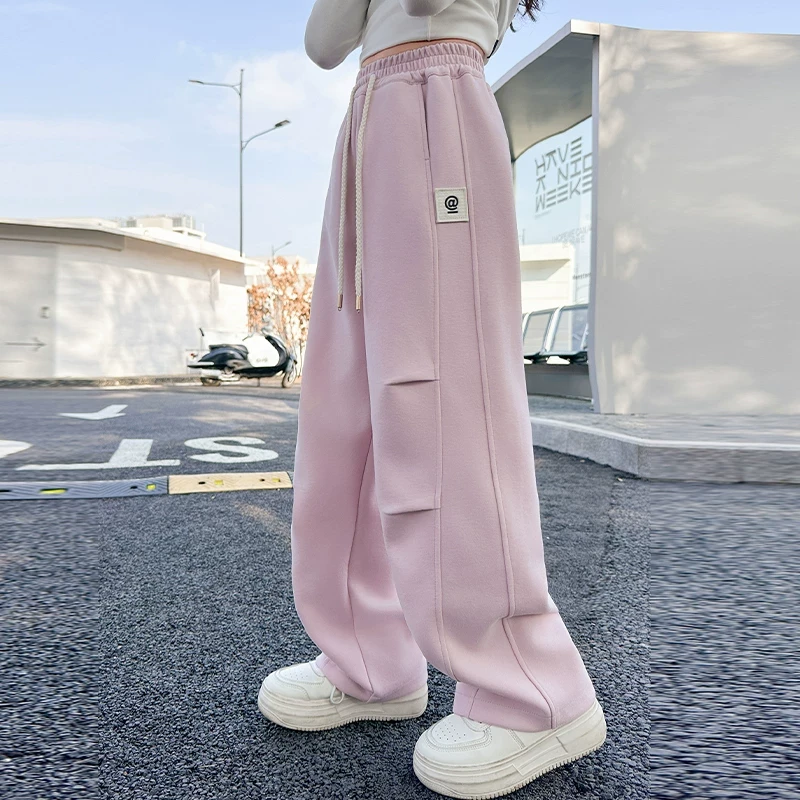 女童春秋款裤子2025新款卫裤儿童大童春季宽松休闲时髦洋气弯刀裤