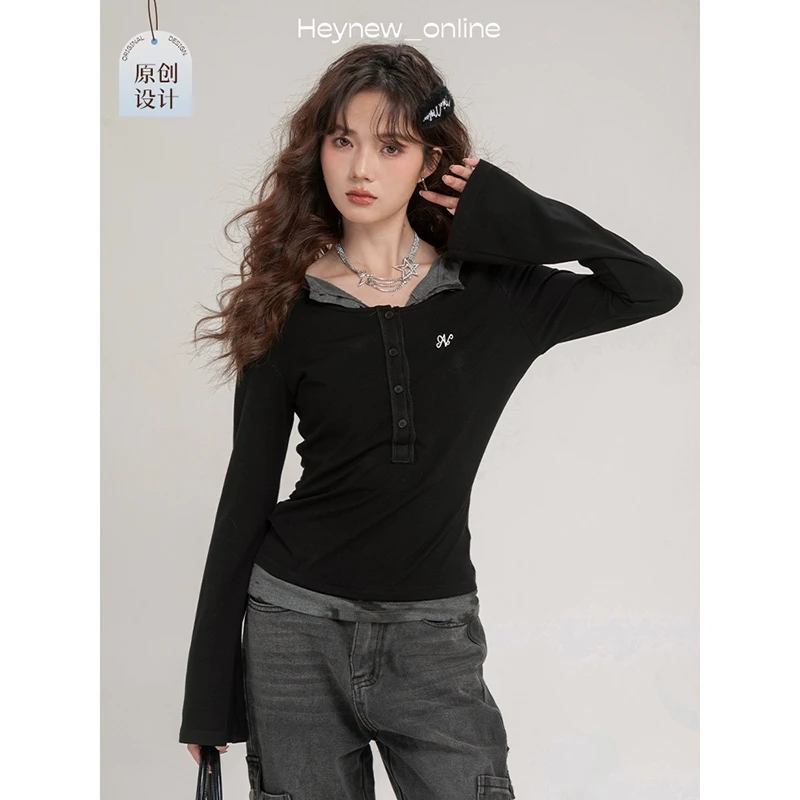 【黑妞 2.12 元宵上新 】假两件连帽衫 5C137