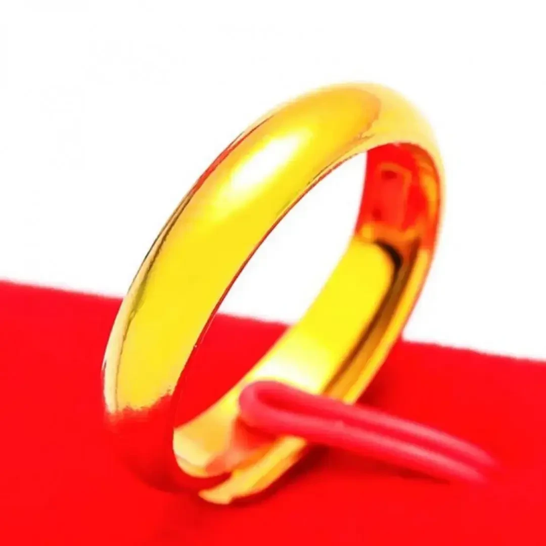 合金戒指 【孟加拉赤金】男女新款光面戒指戒指时尚大气可调节金色