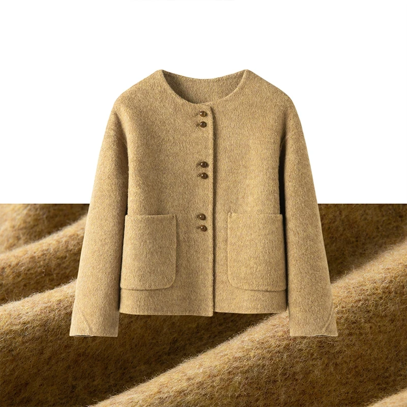 2025早春小香风新款双面绵羊毛大衣气质宽松纯手工大衣百搭休闲-8