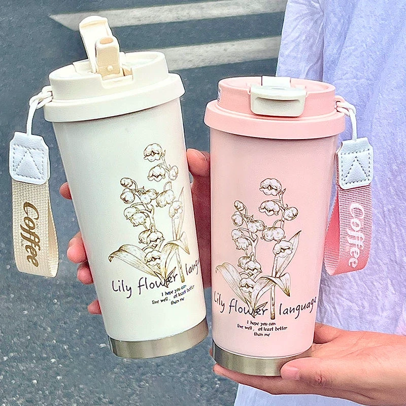 铃兰316新款不锈钢保温杯高颜值大容量水杯子学生女孩专用咖啡杯