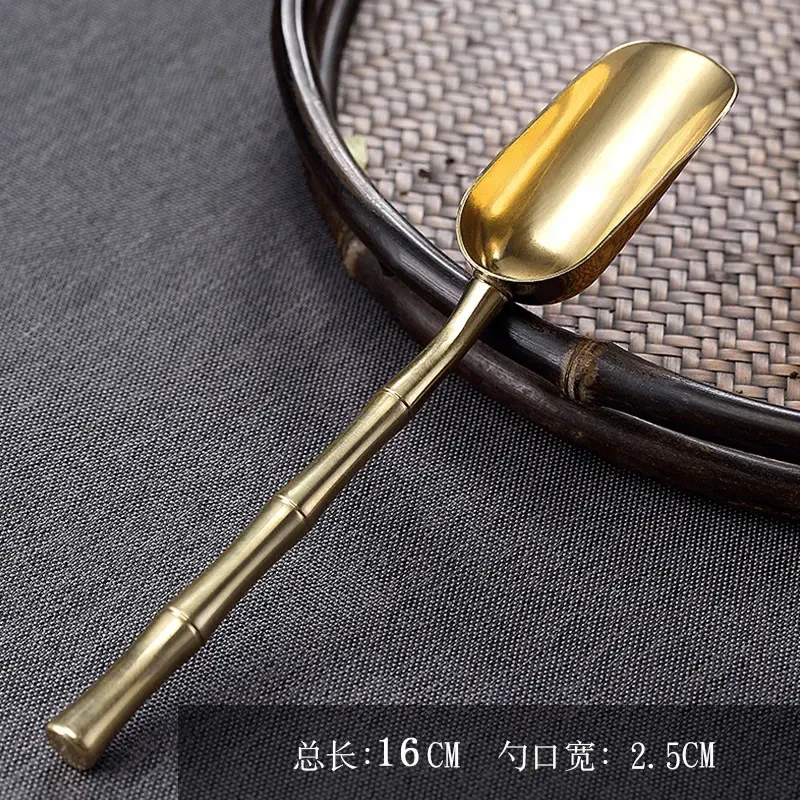 茶勺茶铲小号纯黄铜茶具配件取茶勺单个分茶勺取茶器茶叶勺茶匙