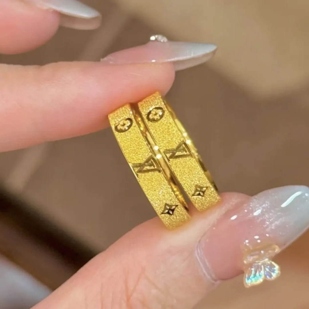 铜合金戒指 铜合金新款爆闪磨砂老花情侣对戒可调节戒指