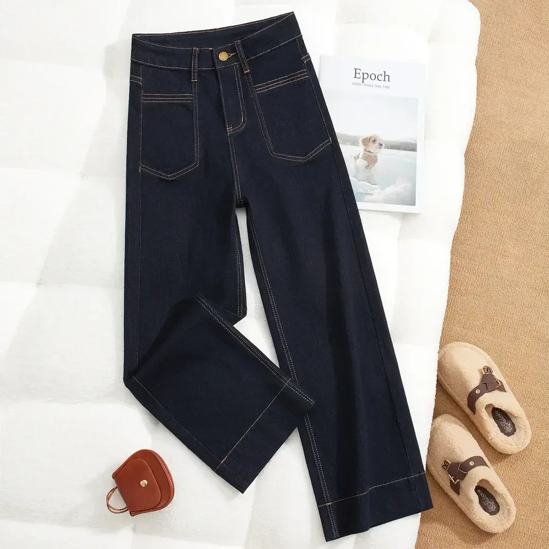 春季新款高腰九分小个子直筒牛仔裤女百搭显瘦休闲宽松八分烟管裤