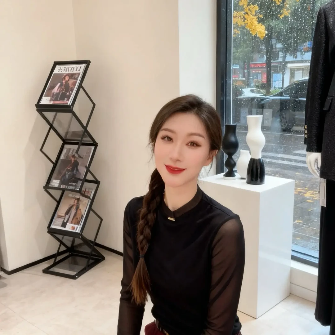 长袖有弹力半高领百搭气质显瘦上衣