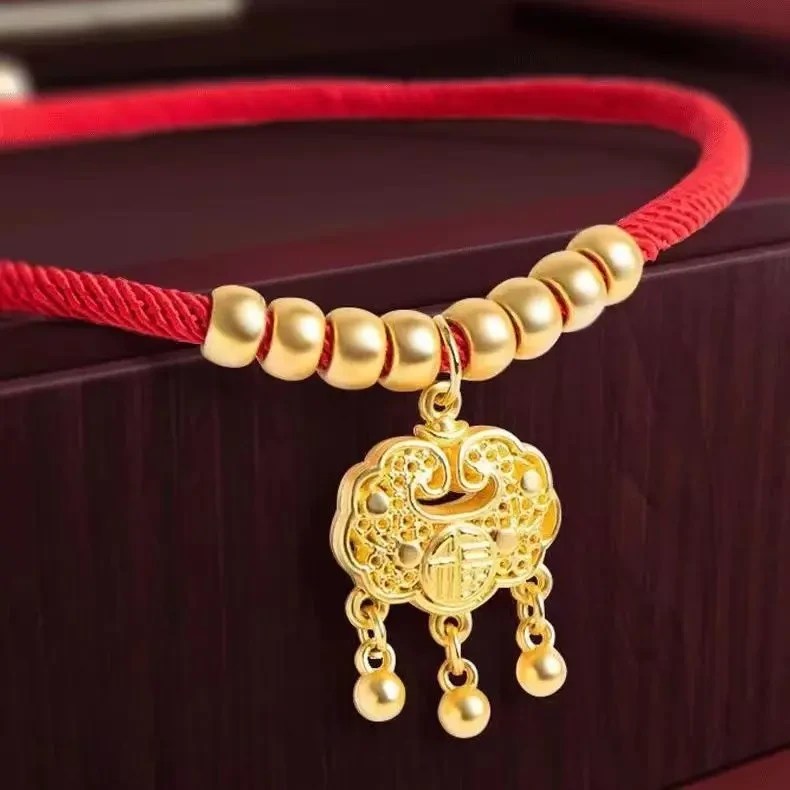 猫咪项圈狗狗铃铛无声猫项圈长命锁红绳装饰宠物配饰兔子猫猫