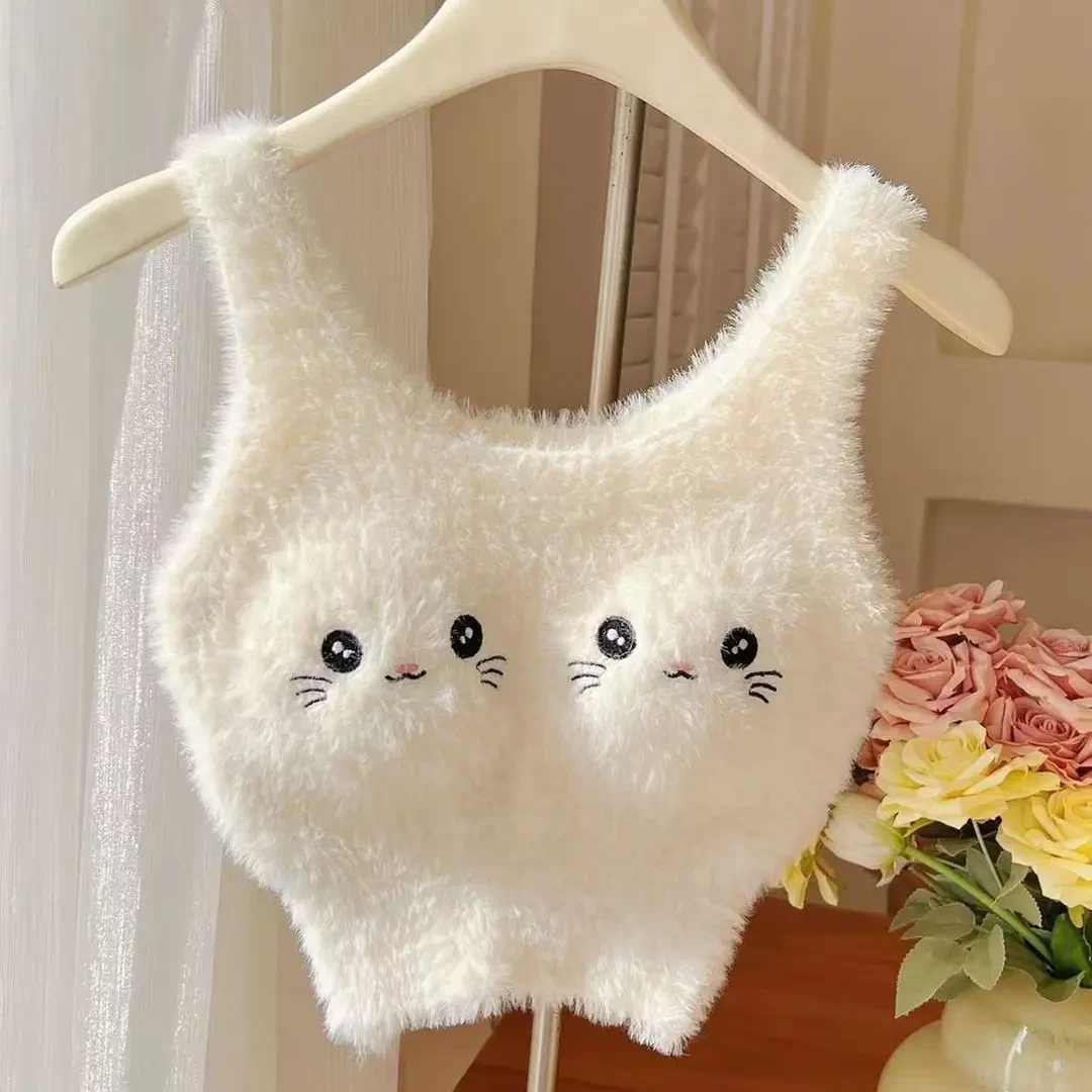 新款冬季可爱毛绒绒内衣女加绒加厚少女款一体免穿保暖带胸垫文胸