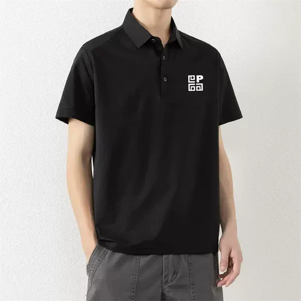 可隆迪桑特同款黑色速干透气男士POLO衫