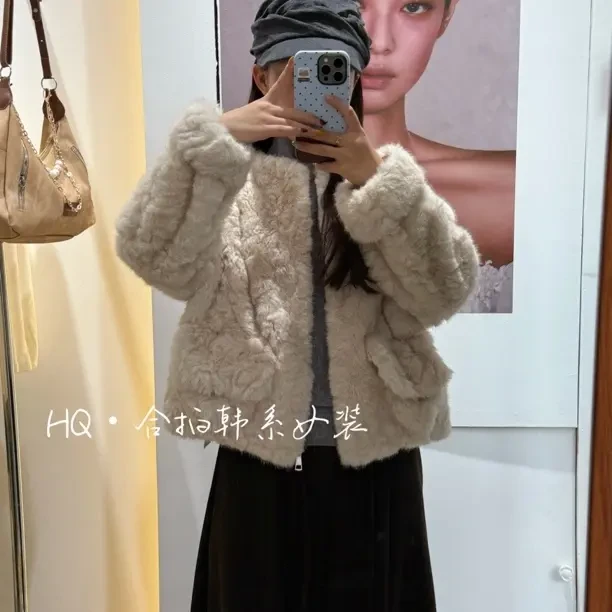 秋冬小香风加绒皮草短款显瘦百搭外套