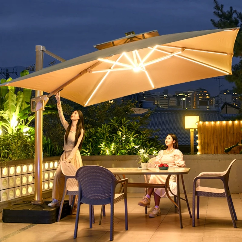 【远茂品牌】户外太阳能罗马伞别墅花园露台楼顶家用豪华遮阳伞大伞