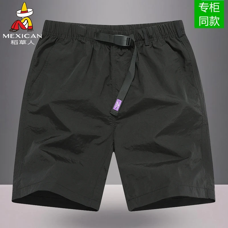 稻草人夏季男款轻薄速干冰丝短裤凉感透气沙滩裤户外运动款五分裤