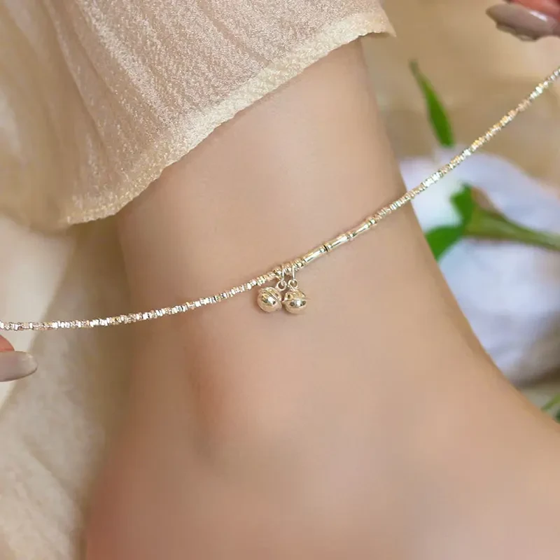 碎银几两铃铛脚链女简约轻奢小众高级设计感百搭足链女