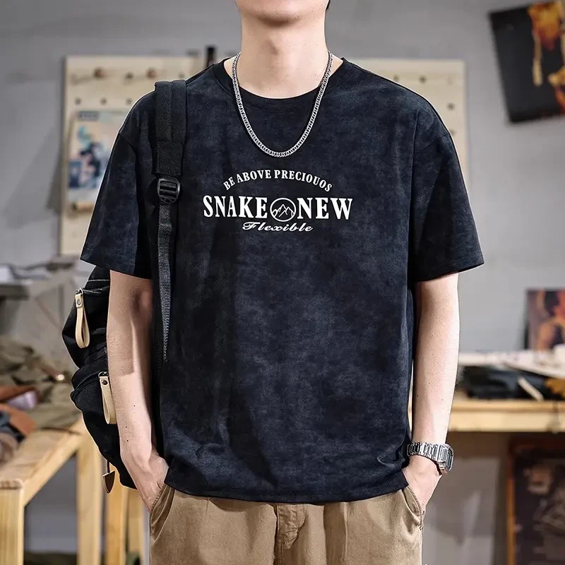 Cebrodz高端休闲短袖T恤男夏季新款美式潮印花凉感上衣圆领男装