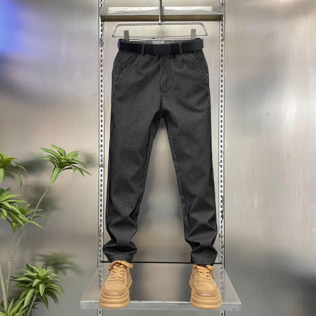 2025秋冬新款高端高奢皮带腰修身直筒商务定制加绒加厚时尚休闲裤