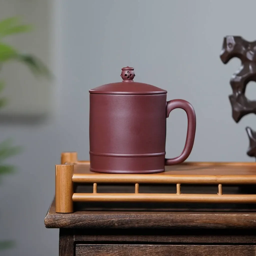 全手工乡宁紫砂陶瓷带盖主人杯高档男士办公家用泡茶杯紫砂杯