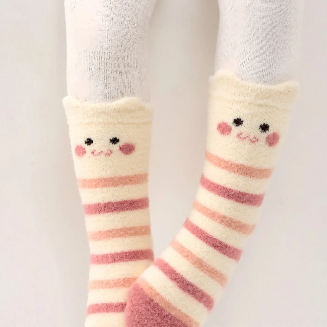 婴儿中筒袜冬季加绒加厚保暖卡通松口不勒腿宝宝男女童