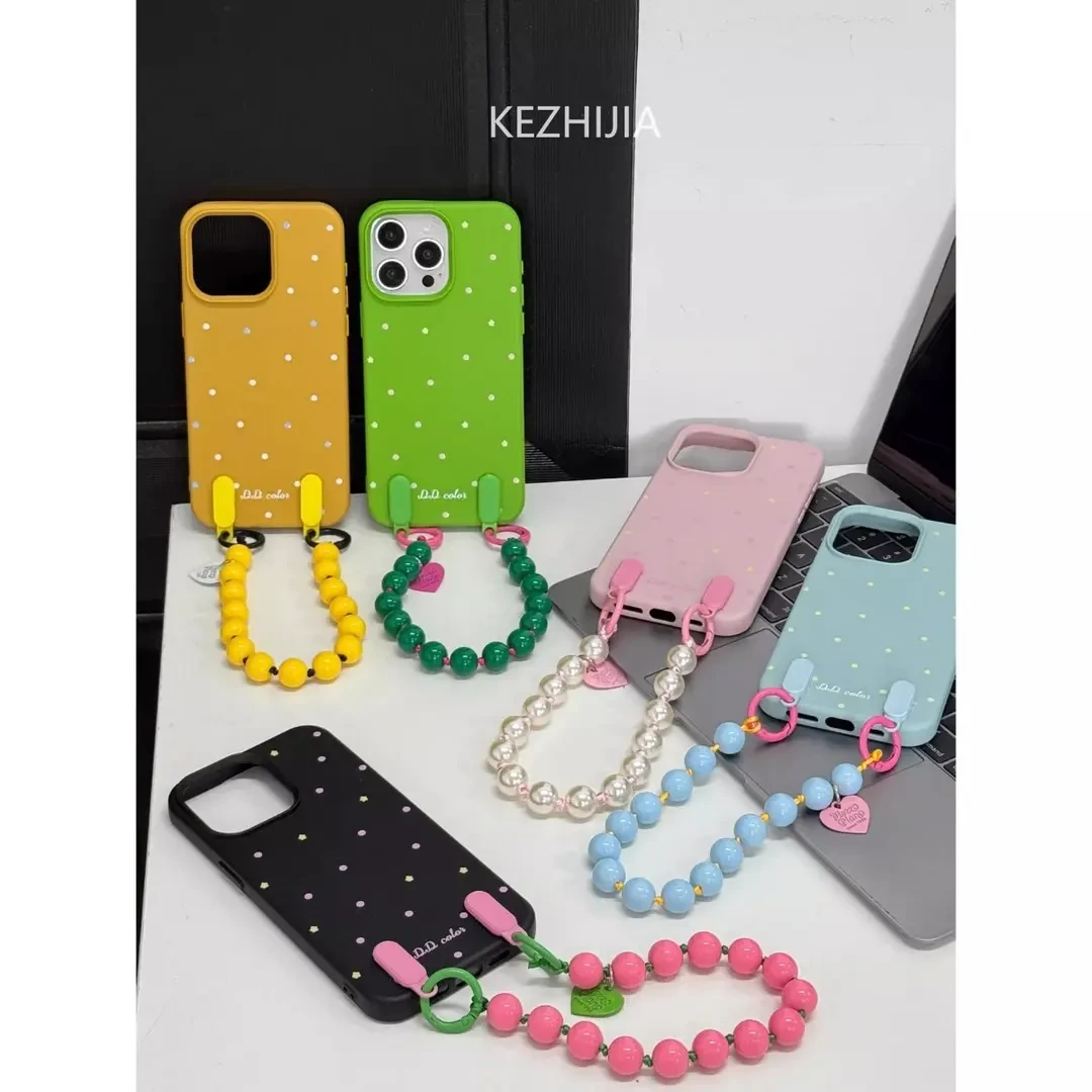 波点星星皮纹彩扣链条适用苹果16promax手机壳iPhone14/13女11软x