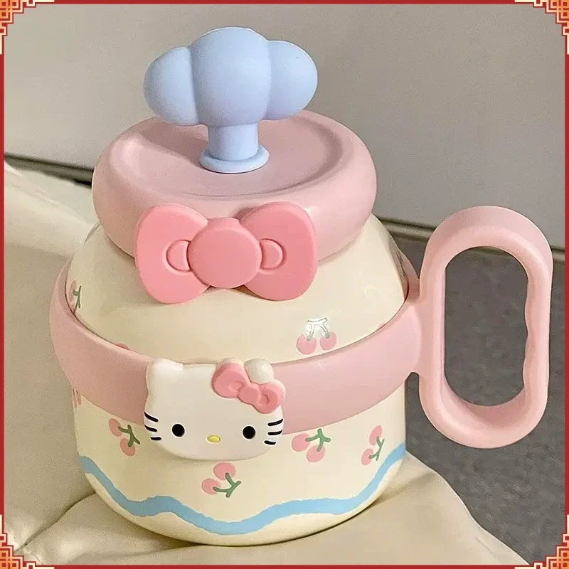 高颜吸管杯helloKitty学生上学可爱不锈钢吸管水杯女保温冷杯D188