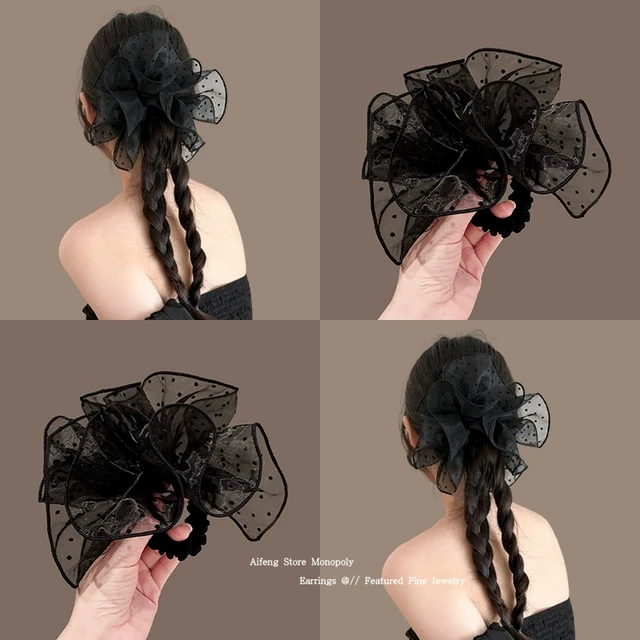 网纱波点裙摆发圈女2025新款高级感洋气时尚大肠头绳扎头发绳皮筋