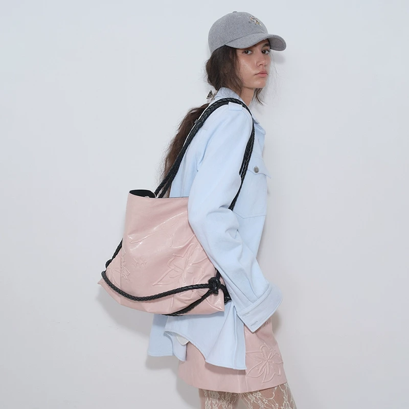 Gemini 买手店 MEDIUM WELL 皮革凹凸印花编织皮绳包单肩斜挎包女