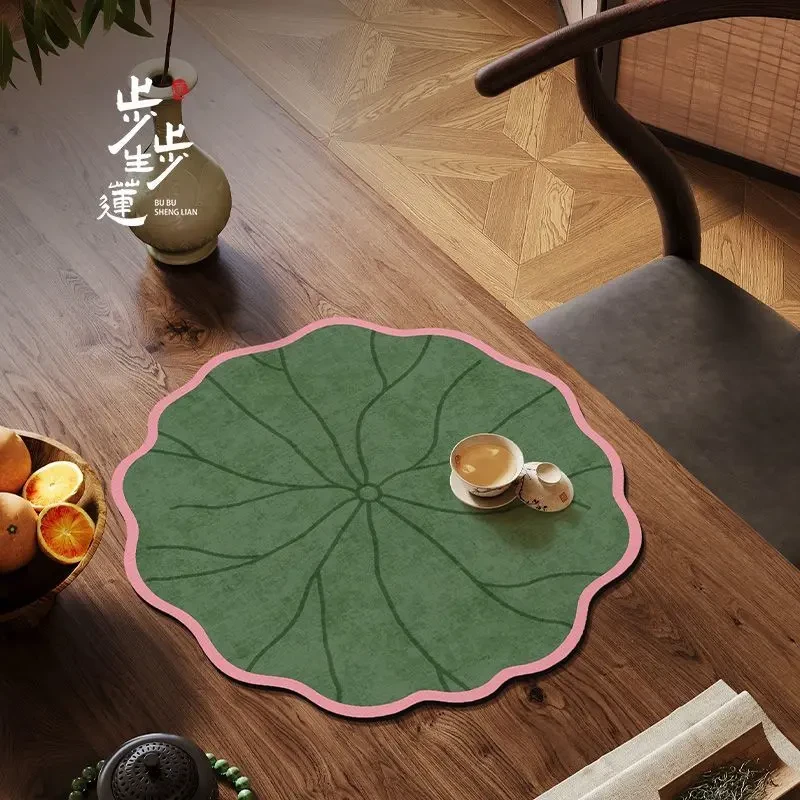 新中式异形荷花茶席垫隔热硅藻泥垫子吸水茶垫圆形茶杯垫茶桌台面