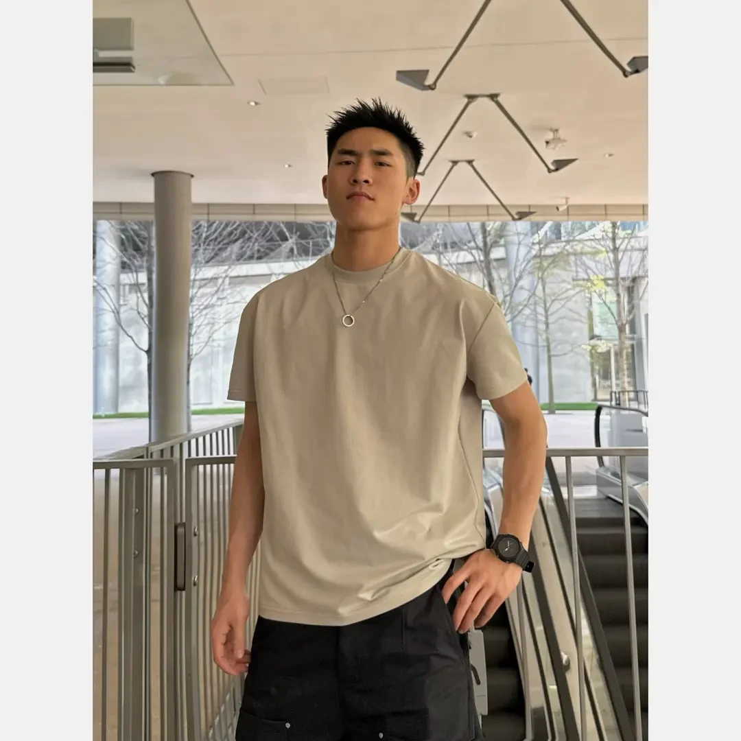 【SFANG】美式休闲纯色T仿梭棉抗菌健身运动冰皮速干弹力圆领短袖