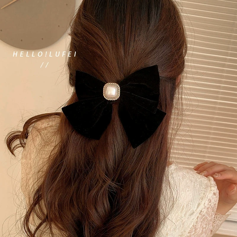 气质少女早春慵懒发圈丝绒多款纯色头花边夹非镶嵌合材质日韩风