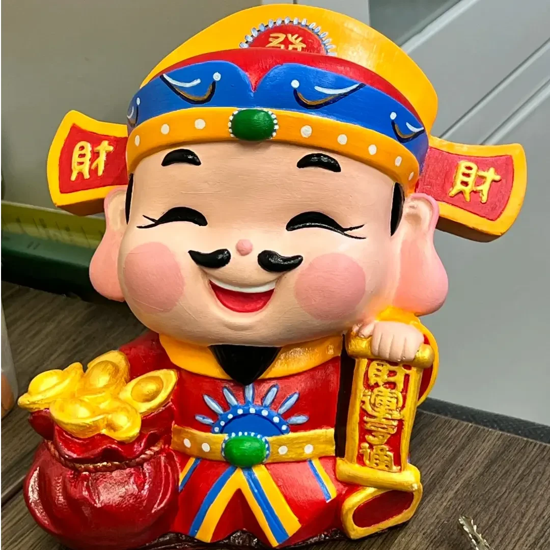 无痕石膏娃娃大号财神爷招财猫网红爆款创意DIY儿童涂色涂鸦玩具