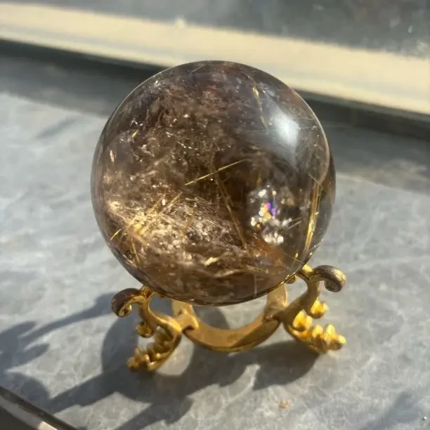 天然钛晶晶球摆件