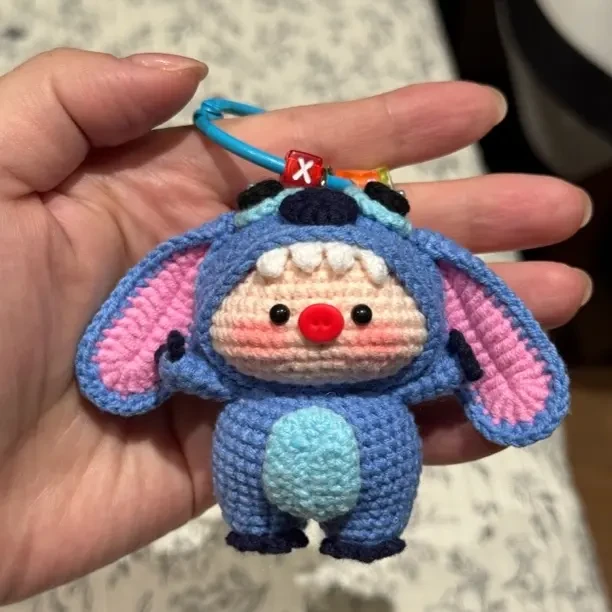 手工编织礼物纯手工钩织成品史迪仔猪钥匙包包挂件包邮生日礼物