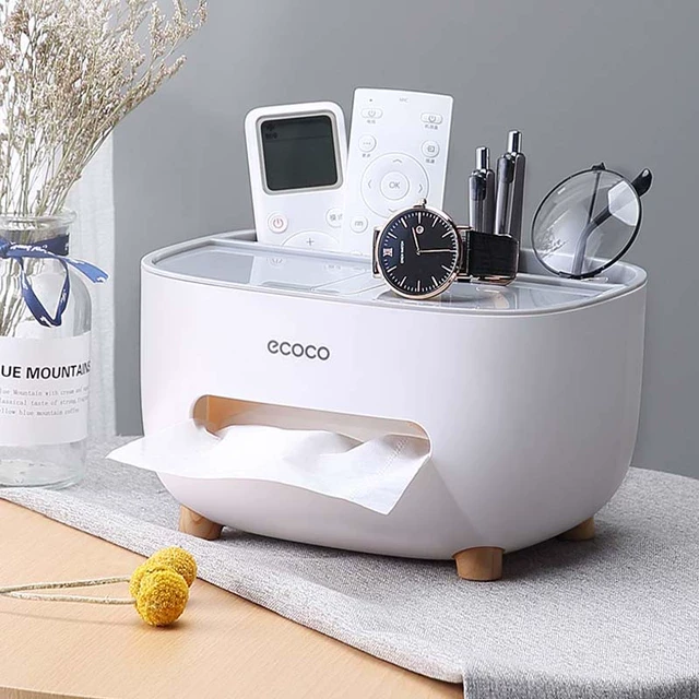 意可可桌面多功能纸巾盒卷纸抽纸二合一日式茶几遥控器杂物收纳盒