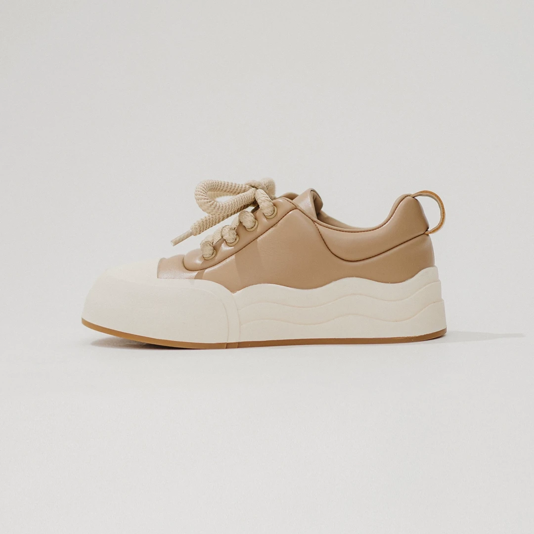 【云步泡芙】消光慕斯小牛皮+羊皮圆头厚板鞋跟高4.5cm 23ZUAI120