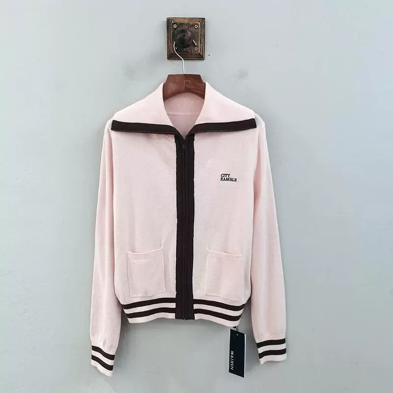 ZKSBS16B麦寻2025春新款时尚百搭休闲开衫拉链毛衣针织外套上衣女