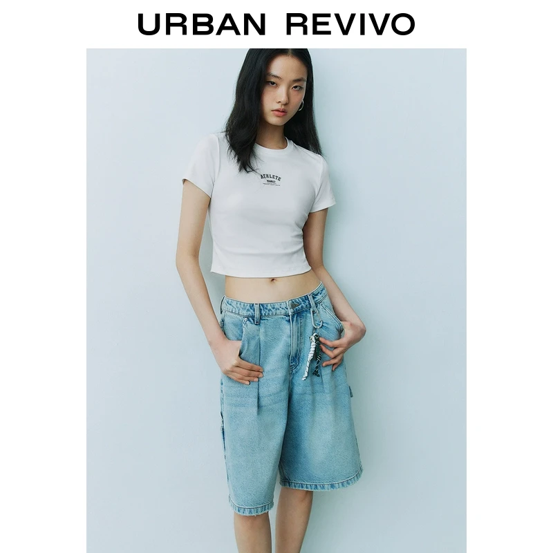 UR2025春季新款女装欧若风休闲简约撞色字母短袖T恤UYY450075