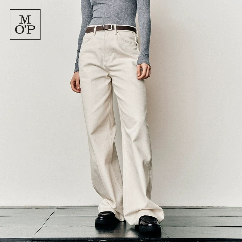 Marc O'Polo/MOP2025春季新款简约百搭宽松阔腿直筒牛仔裤女长裤