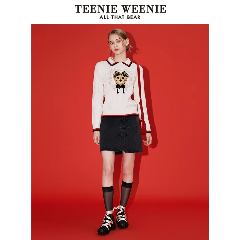*【云锦联名】TeenieWeenie小熊25春新款国风牛仔半身裙TTWJ251101L