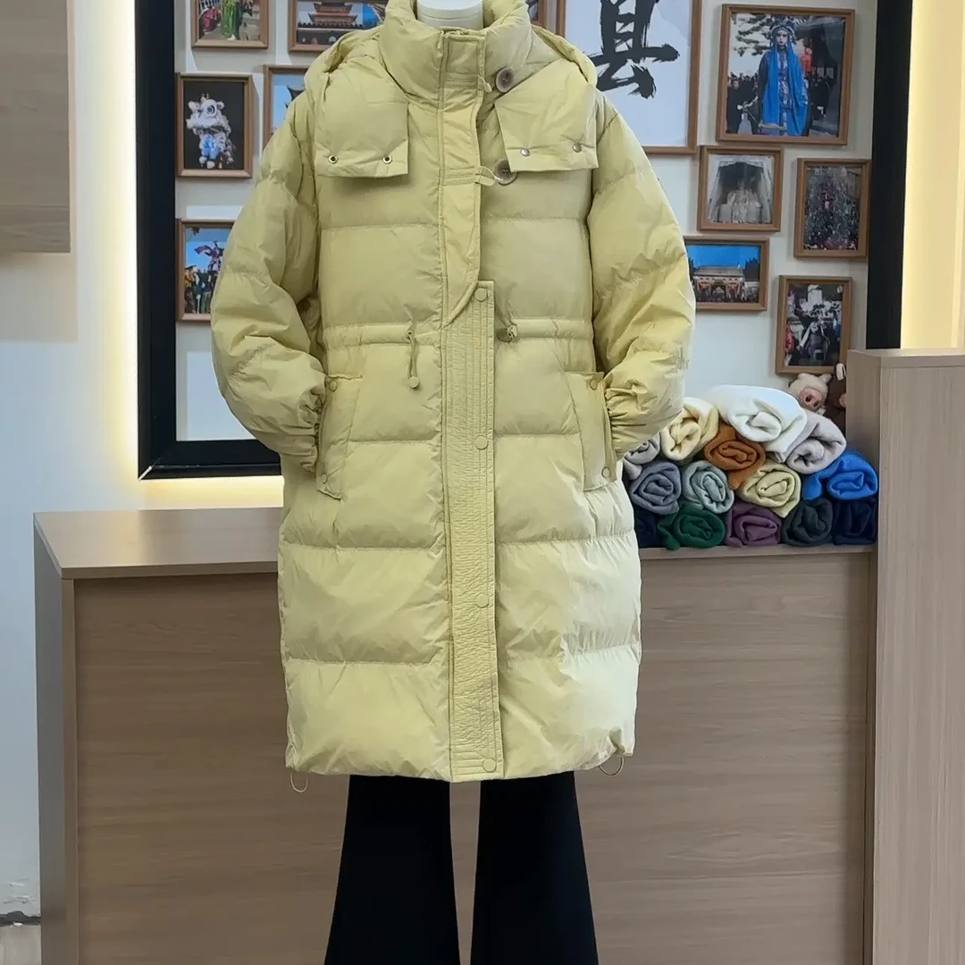 中长款连帽收腰加厚女冬季韩版保暖时尚外套