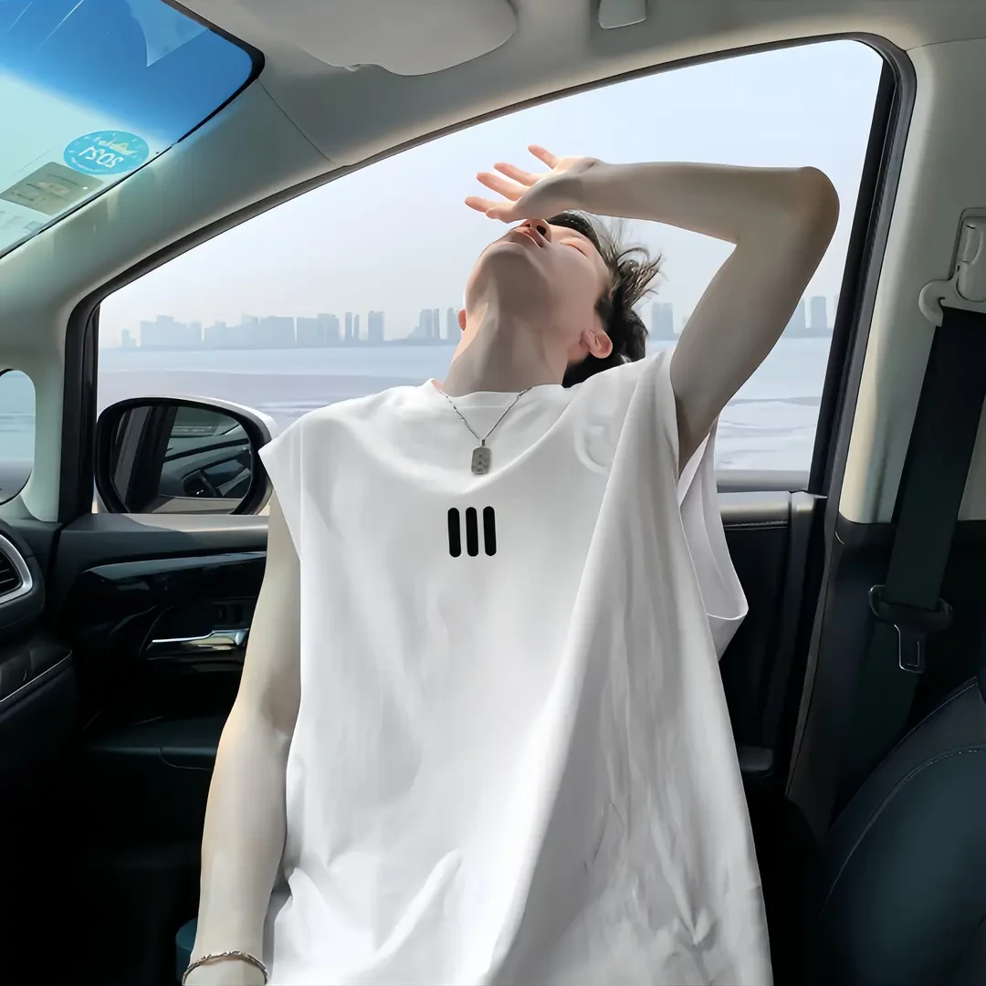 背心男款夏季男生美式潮牌ins重磅纯棉无袖T恤男生运动汗衫青少年