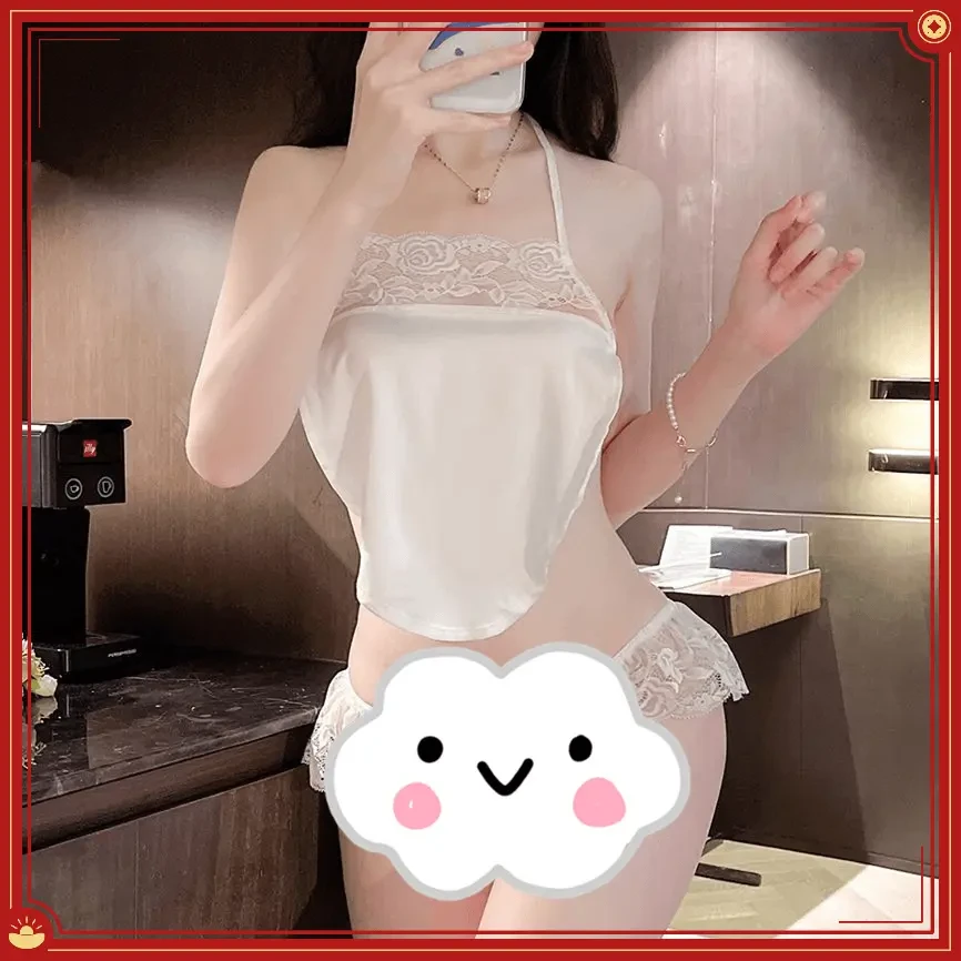 古典性感挂脖内衣肚兜蕾丝花边性感绑带古风肚兜古风汉服睡裙套装