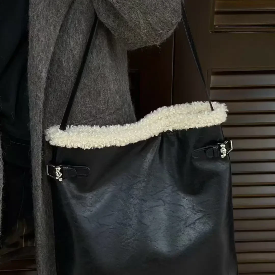 【直播间同价】小众百搭休闲慵懒风新款毛绒子母托特单肩包托特包