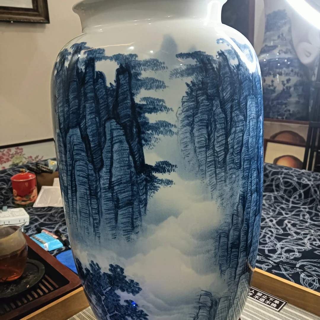 手绘中式陶瓷花瓶客厅玄关装饰摆件50cm32cm