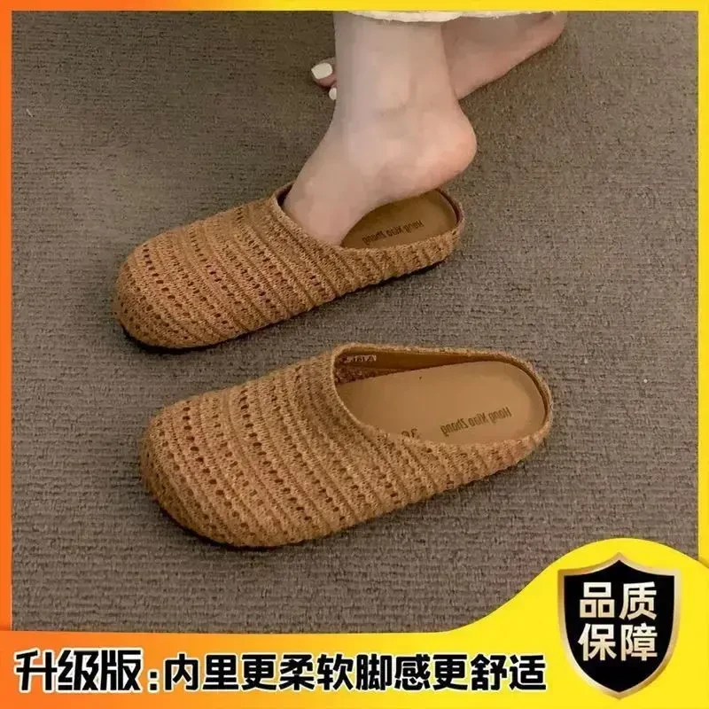 晚晚风厚底波西米亚勃肯鞋女外穿2025春夏度假一脚蹬包头半拖单鞋