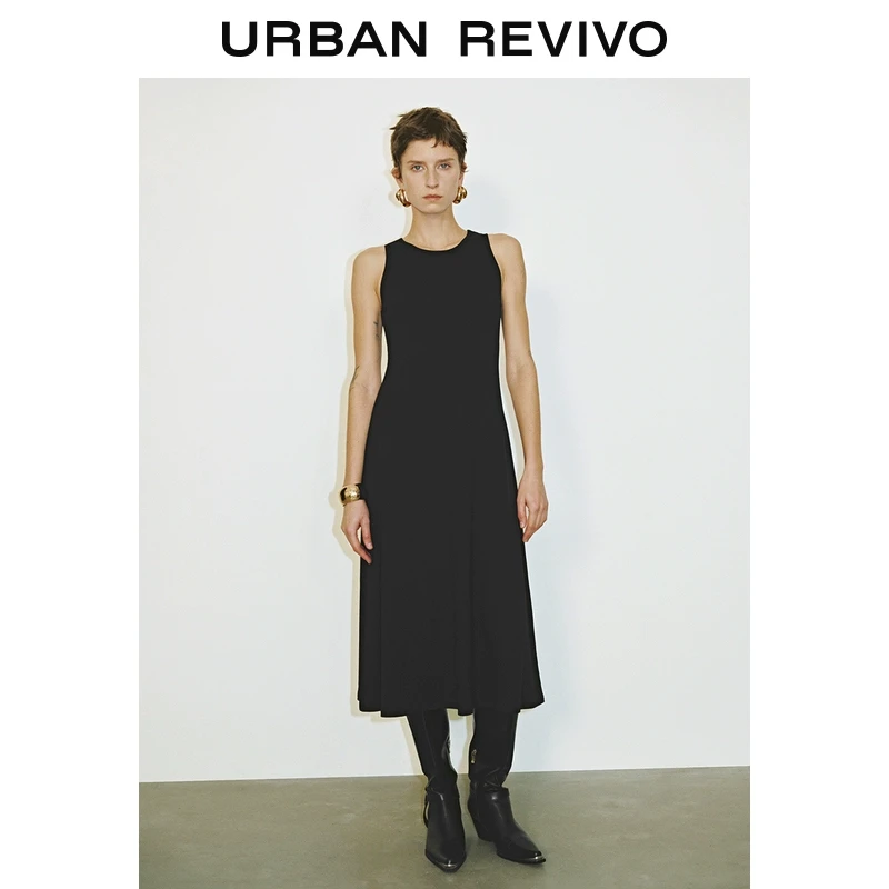UR2025春季新款女装简约休闲百搭修身无袖连衣裙UWM750030
