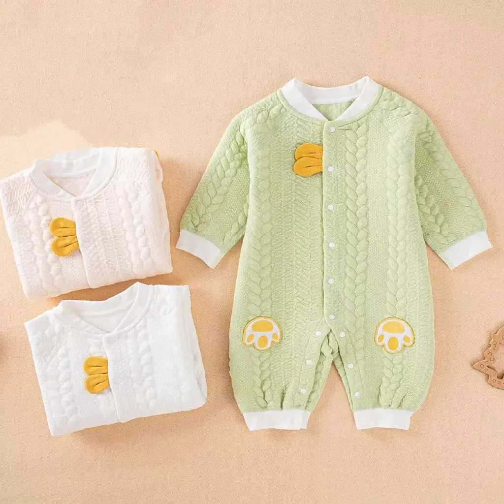 （丽丽家）婴幼儿三层保暖连体衣秋冬加厚宝宝长袖爬服卡通休闲
