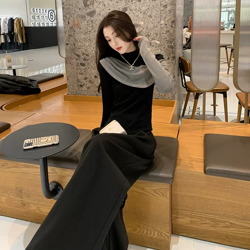 2025春装搭配一整套时尚减龄气质高级感小香风阔腿裤两件套装女款