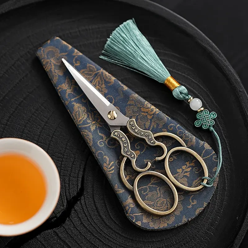 茶叶袋包复古茶剪茶道零配件中式国风茶剪茶室次茶叶专用剪刀梅花