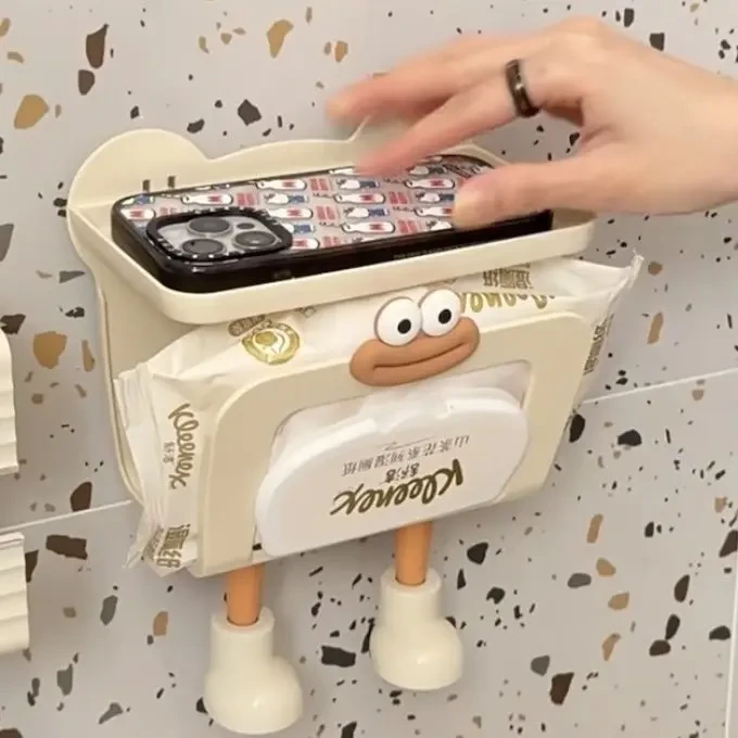 湿纸巾收纳盒免打孔卫生间壁挂收纳盒厨房倒挂抽纸盒擦手纸置物架