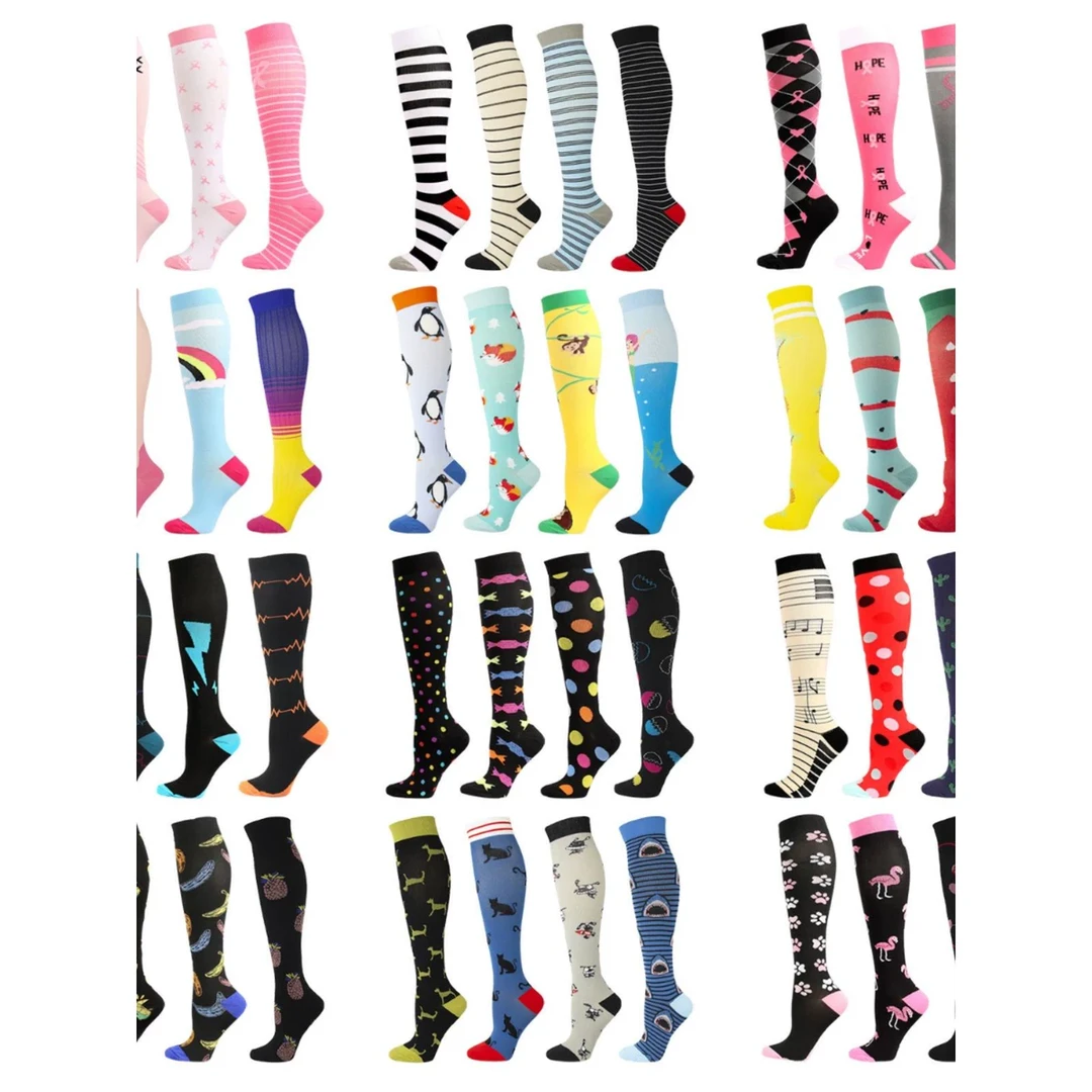 2025女大学生运动压力袜 多色男女户外跑步长筒袜 欧美跨境袜子小